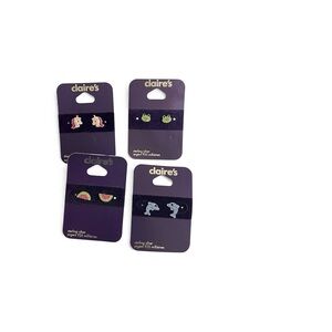 NWT Claire's Sterling Silver Earrings. Watermelon, Frog, Unicorn & Dolphin‎